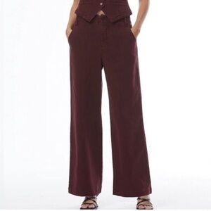 Young Fabulous & Broke Ryker Tencel Silky Wide Leg Maroon Pant
